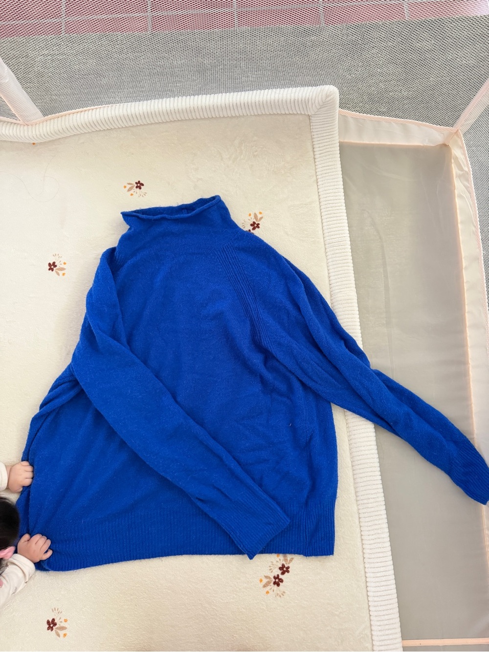 Blue Turtleneck Women's Sweater